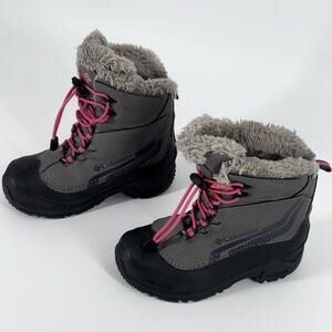 Columbia Bugaboot Plus Girls Boots Youth Size 2 Gray Waterproof Snow Outdoor EUC